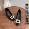 French rhinestone soft leather inner height increase 8cm single shoes women's 2025 new temperament pointed versatile shallow mouth high heels