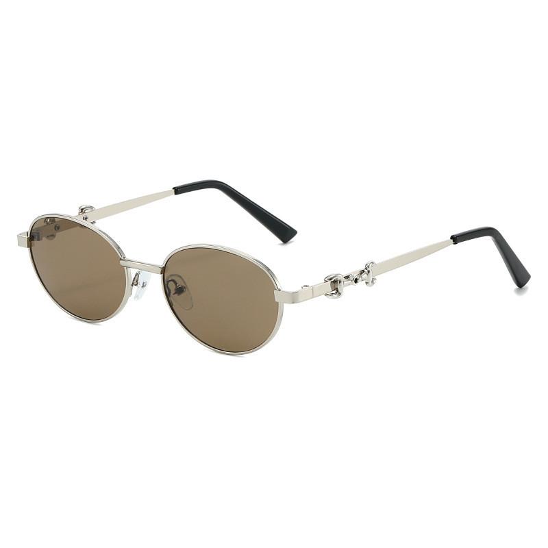 Elliptical Metal Frame Sunglasses For Women Men Uv400 Sun Protection Outdoor Fashion Wear Summer 2026