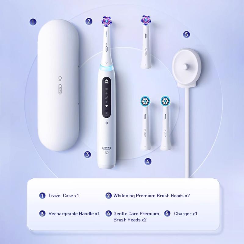Oral-B iO5 Professional Whitening Electric Toothbrush for Adult 5 Modes 1 Handle 4 Brush Heads 1Travel case