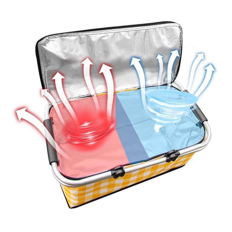 Izolovaná skládací pikniková chladicí taška, přenosná termální krabička na oběd pro venkovní skladování potravin, letní kempování, nádoba na jídlo s sebou