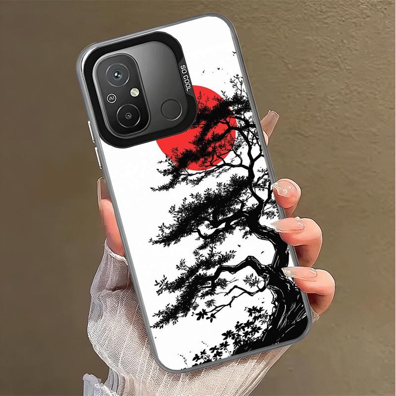 Japanese Minimalist Pine Tree Shockproof Phone Case for Xiaomi Poco X7 X6 X5 X3 Pro F7 Ultra M8 Redmi 15C 15 14C 13C 12C 10C 13