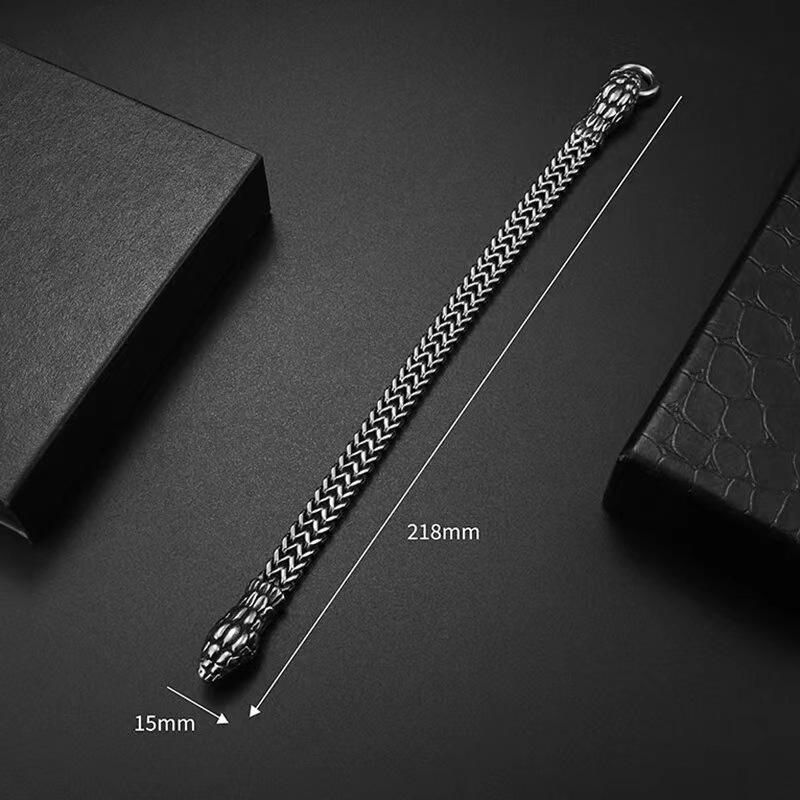 Stainless Steel Double Snake Head Men Bracelet Punk Domineering Snake Bracelet Retro Fashion Couple Men Holiday Gift Bracelet