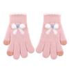 Women's Bowknot Touchscreen Wool Gloves - Warm, Knitted, Cute, Five-Fingered, Ideal for Autumn/Winter Cycling and Students.