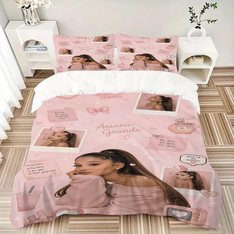 3Pcs Pink Heart Ariana Grande Bedding Sets For All Sizes New 3D Printed Bed Cover Comforter Duvet Cover Pillowcase Bedroom Decoration