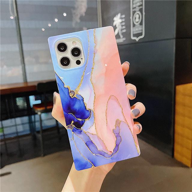 Gradient Marble Texture Phone Case For Iphone 12 11 13 Pro Max Xr Xs Max X 7 8 Plus 12 Pro 11 Shockproof Hard Bumper Back Cover