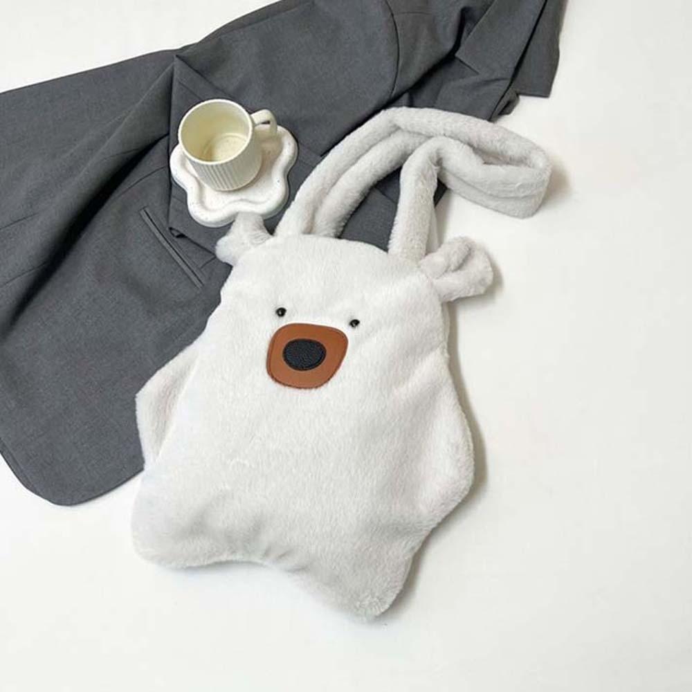 Cute Furry Bear Handbag Solid Color Cartoon Shoulder Pouch Soft Capybara Plush Bag  Friends