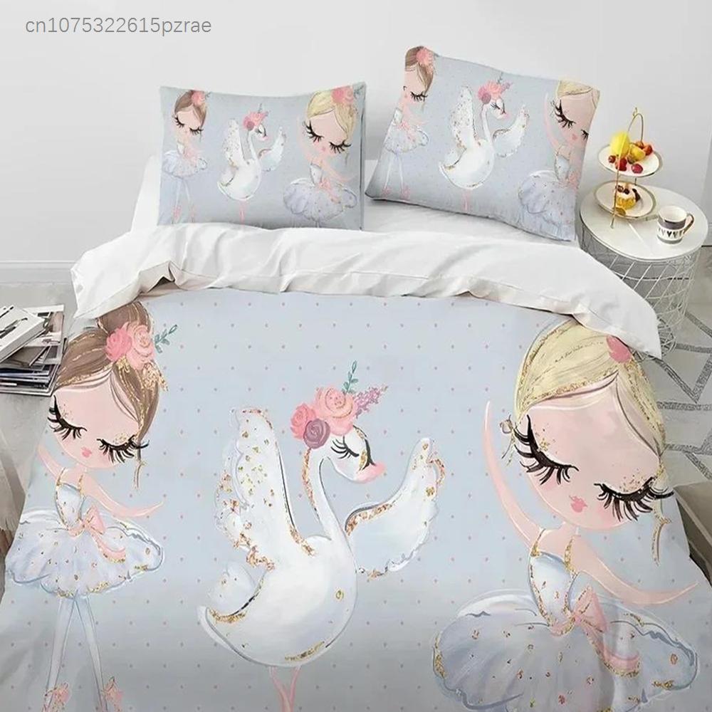 Cartoon Cute Ballet Girl Ballerina Bedding Set Bedroom Soft Modern Bedspreads Comefortable Duvet Cover Quilt Cover Pillowcase