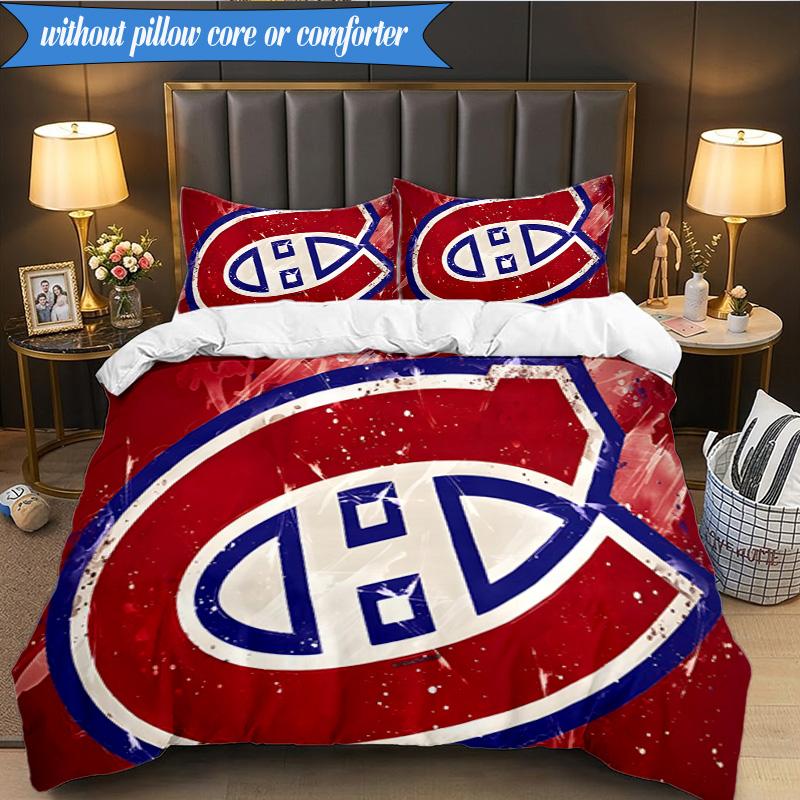 3PCS Canadiens Bedding Set Duvet Cover Closure Includes 1 Duvet Cover & 2 Pillowcases for All Seasons Bedroom Decor Christmas Fan gifts