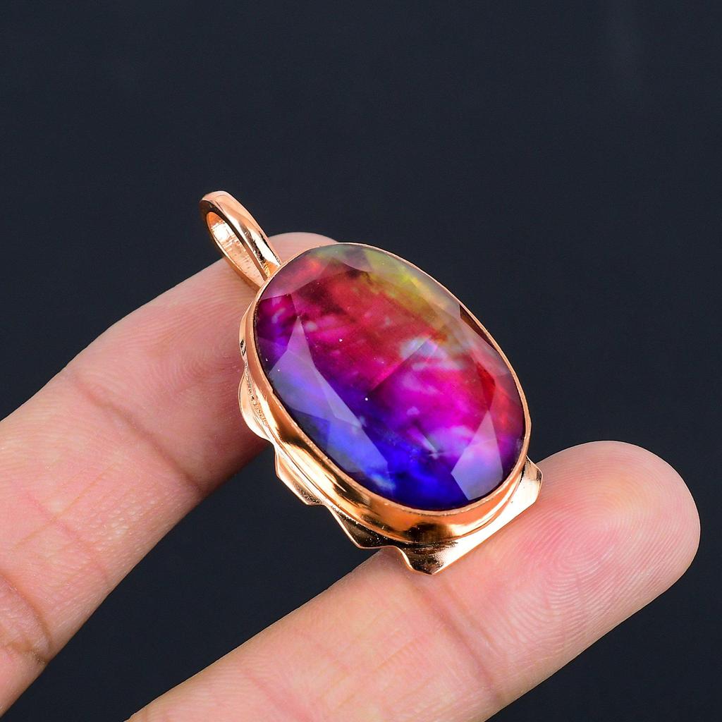 Pietră prețioasă ammolit Bijuterii din cupru lucrate manual Pandantiv pentru cadou de nuntă