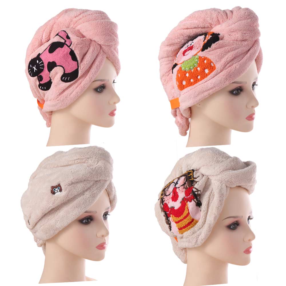 Coral Velvet Bath Hats Soft Turban Head Fashionable Quick Drying Cap Shower Time