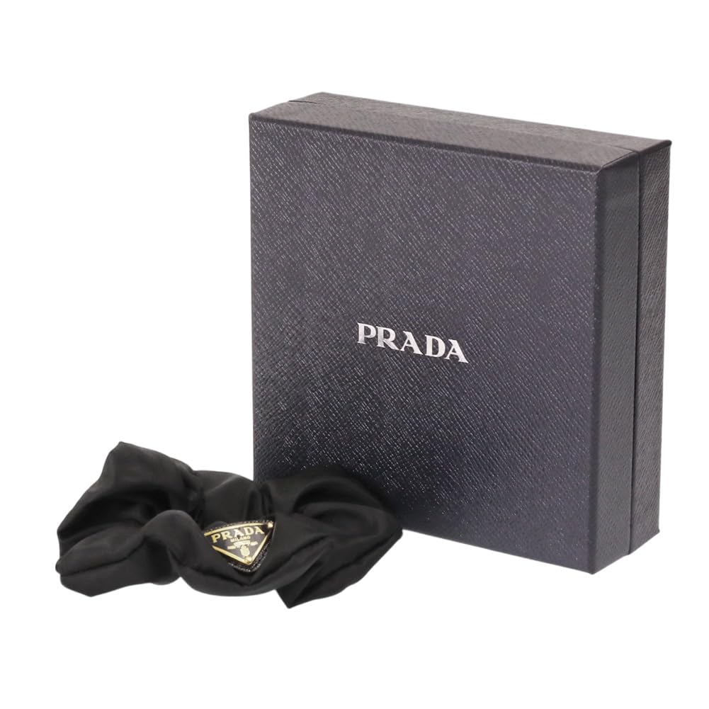 Scrunchie Hair Tie Hair Accessory Nylon Material 1IF015 2DMI F0632 Black Gold Hardware [Prada]