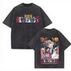 Manga Demon Slayer T-Shirt Akaza Koyuki Grafik, verwaschenes Oversized-T-Shirt, Kurzarm, weiche Baumwolle, Herrenbekleidung 