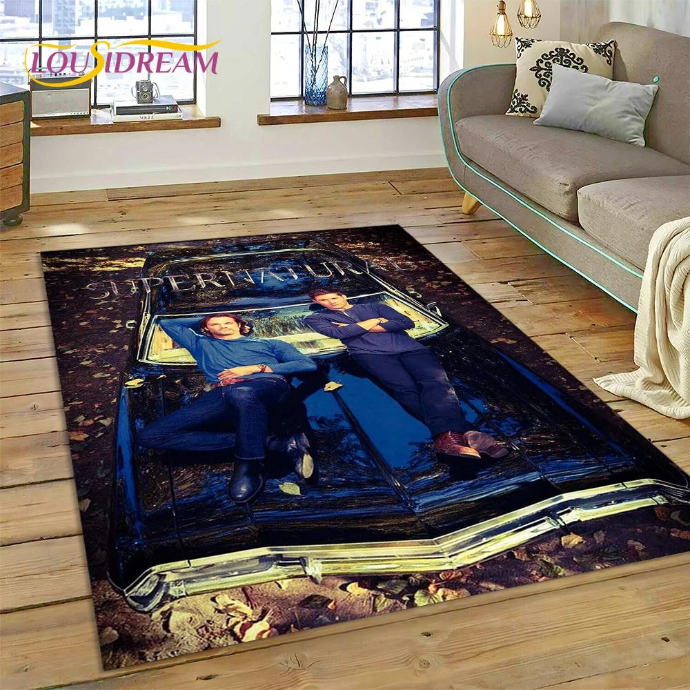 SPN Latest Supernatural Dean Sam 3D Rug Carpet for Living Room Bedroom Home Decor,Floor Mat Non-slip Decoration for Sofa Doormat
