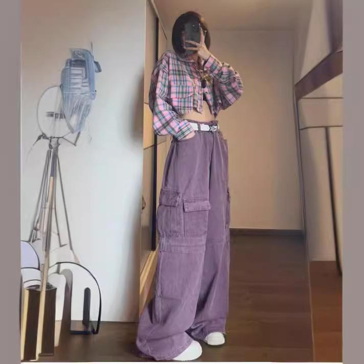 

Весенние женские модные повседневные комбинезоны с высокой талией, свободные прямые брюки длиной до пола XS розовый