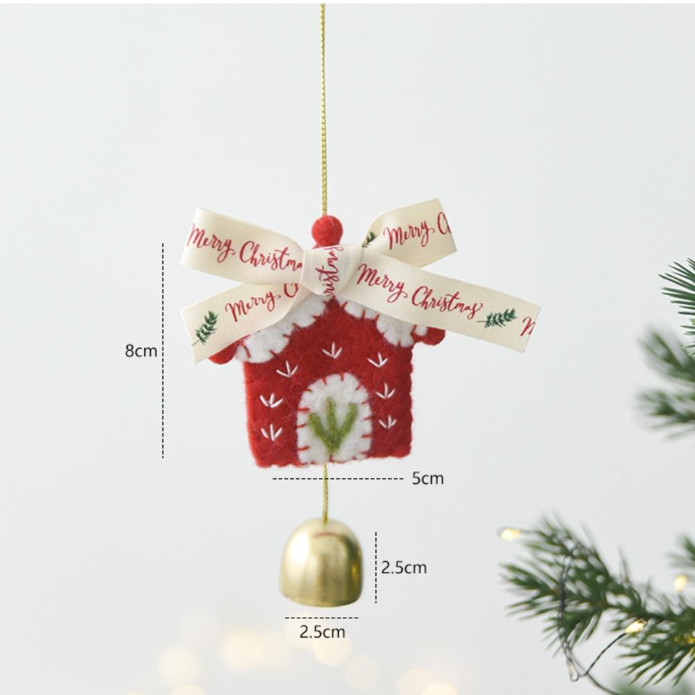 Christmas Bell Bow Door Hanging Ornament Wool Felt Holiday Tree Decorations DIY Handmade Seasonal Decor House Bell Bow
