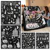 Washable Fabric Coloring Kit Halloween DIY Blanket with 24 Markers, Throw Blanket, Color Handicraft Enthusiasts Art Supplies Your Own Spooky