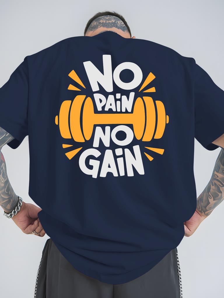 Motivational Fitness Quotes Urban Style Loose and Breathable Summer Mens Casual Tshirt with Short Sleeves Fashionable Design