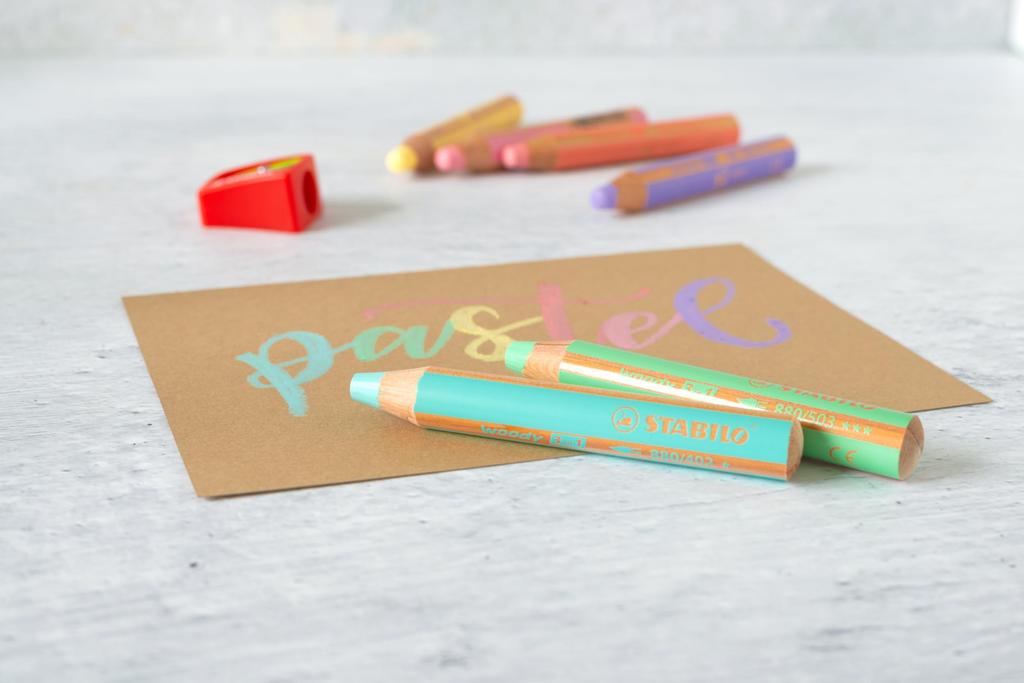 STABILO Woody Pastel Colored Set 3-in-1 Pencils, 6-Color (EO8806-3)
