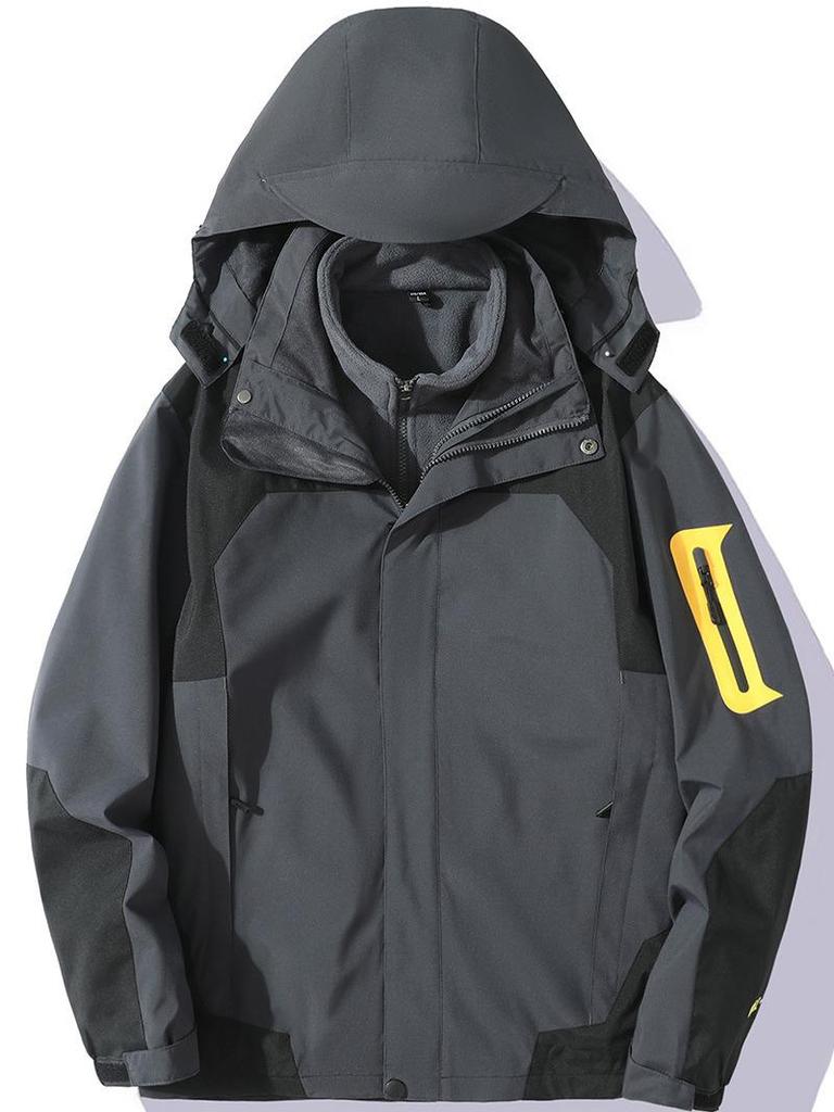 Unisex Three-in-One Detachable Ski & Mountaineering Jacket: Waterproof, Windproof, for Autumn & Winter.