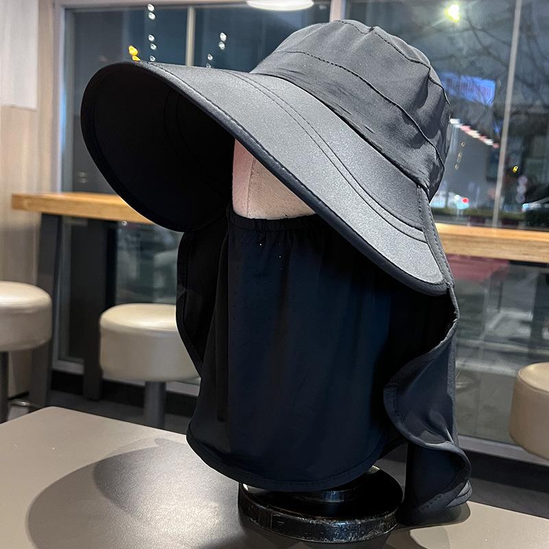 1pcs Casual Foldable Shawl Fisherman Hat Wide Brim Adjustable Ice Silk Sunscreen Hat Anti UV Breathable Tea Picking Hat Summer