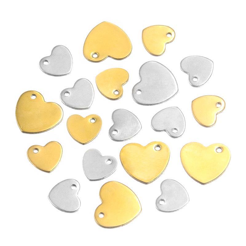 Colorfast Heart Pendant in Stainless Titanium Steel with Real Gold Chain - Vibrant DIY Bracelet & Necklace Accessory