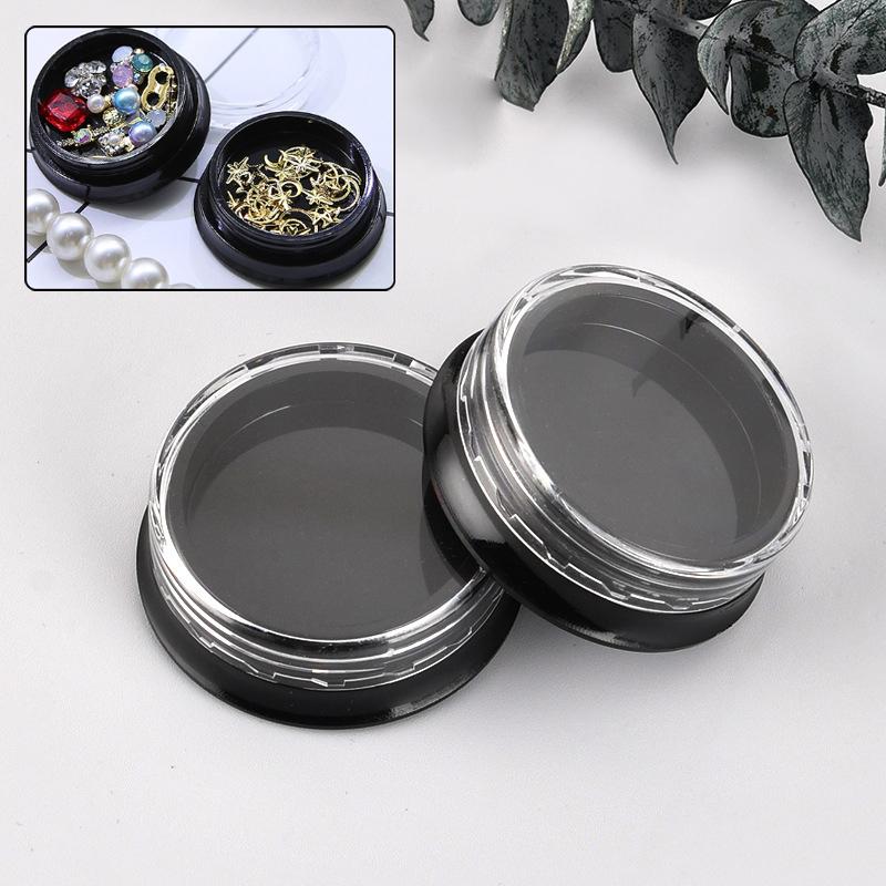 10Pcs Black Nail Art Storage Flat Bottle Empty Nail Glitter Powder Nail Decoration  Box Refillable Can Tin For Balm