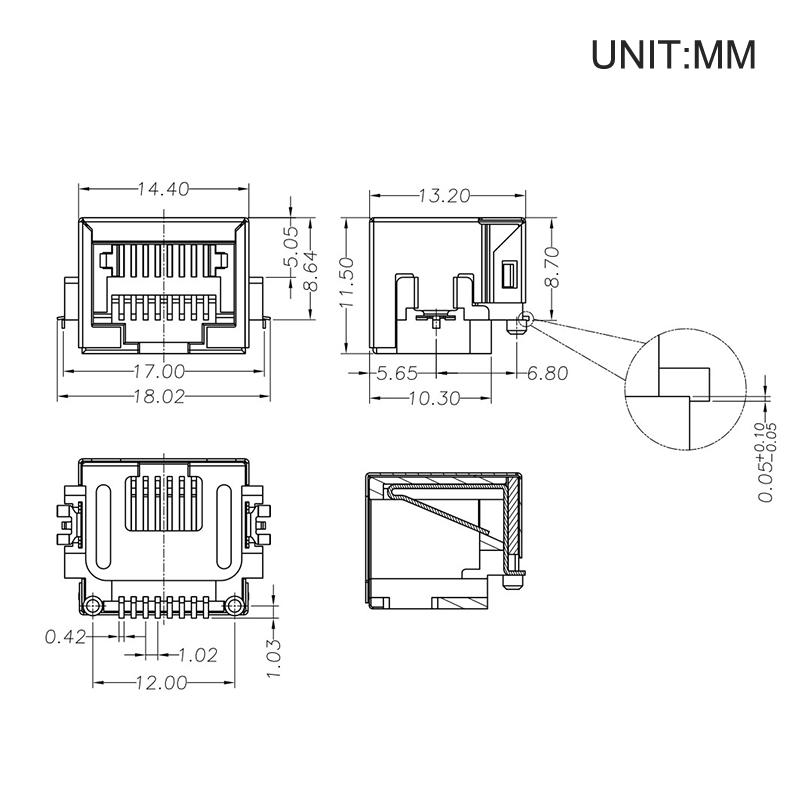 10 Stück Rj45 Netzwerk Ethernet Buchse Smt Smd 8P8C Buchsenanschluss