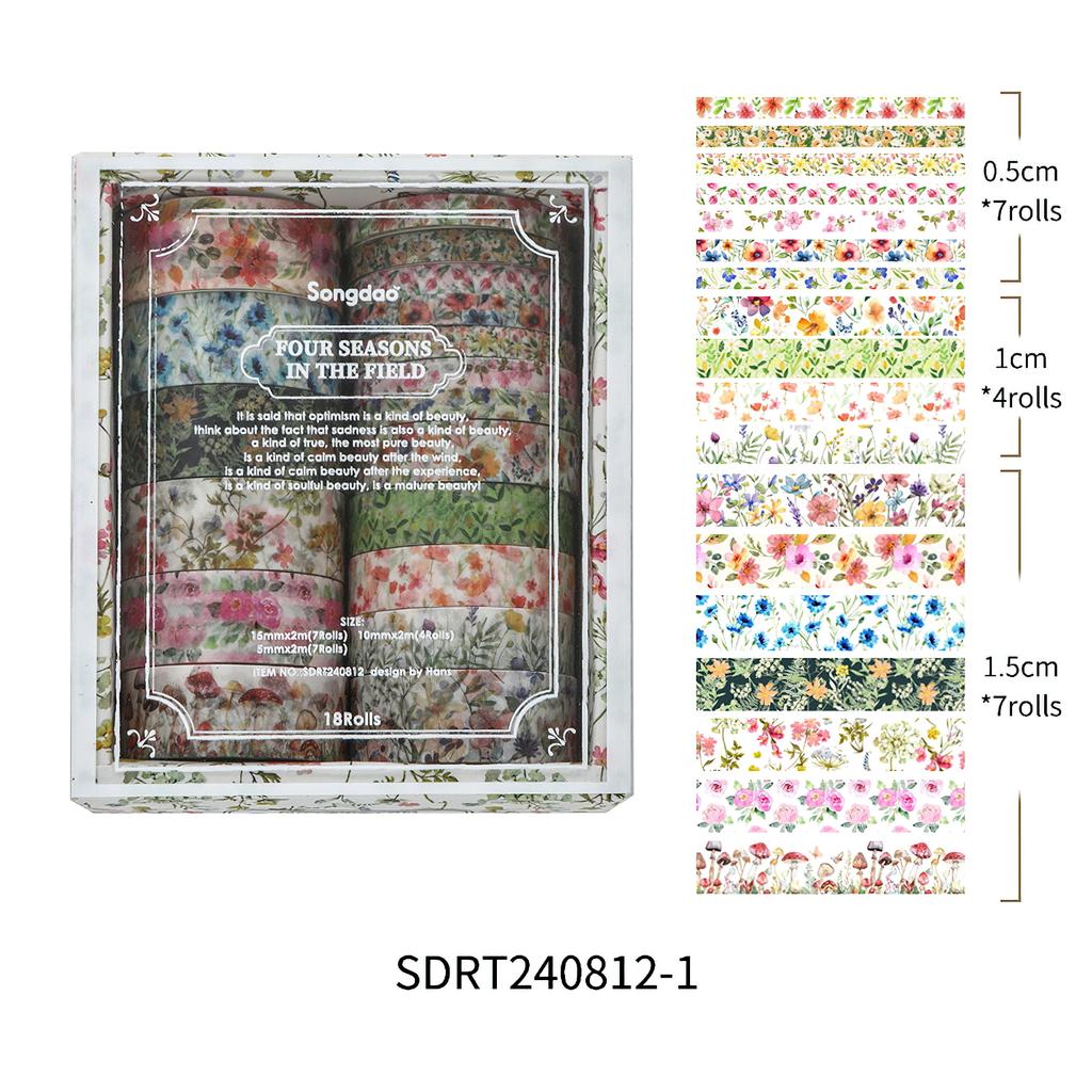 18 rolls Four Seasons Washi Tape Set Nature Spring Summer Autumn Winter Flower Paper Masking Tapes Decoration Stickers A7868