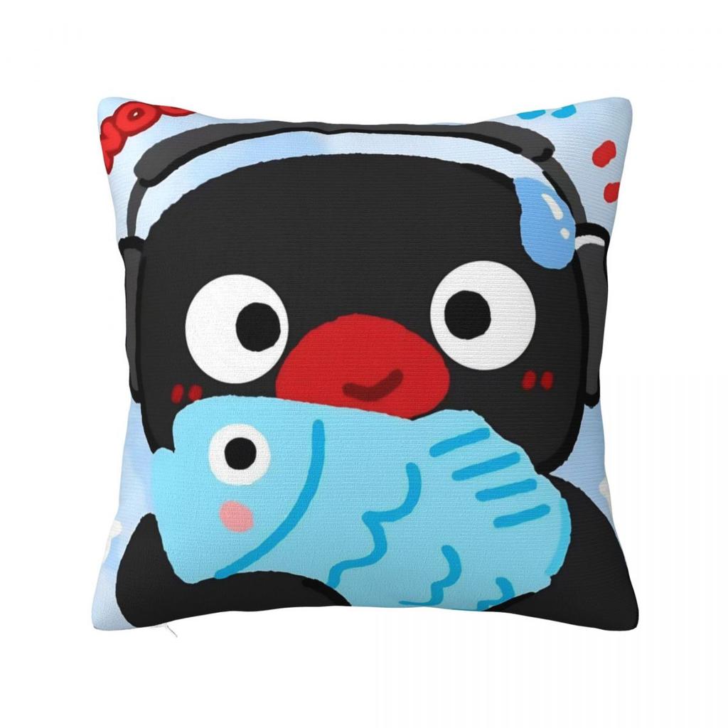 Noot Pingu Square Pillow Covers Polyester Home Penguin Cartoon Cushion Cover Cool Decorative Pillow Cover 45*45