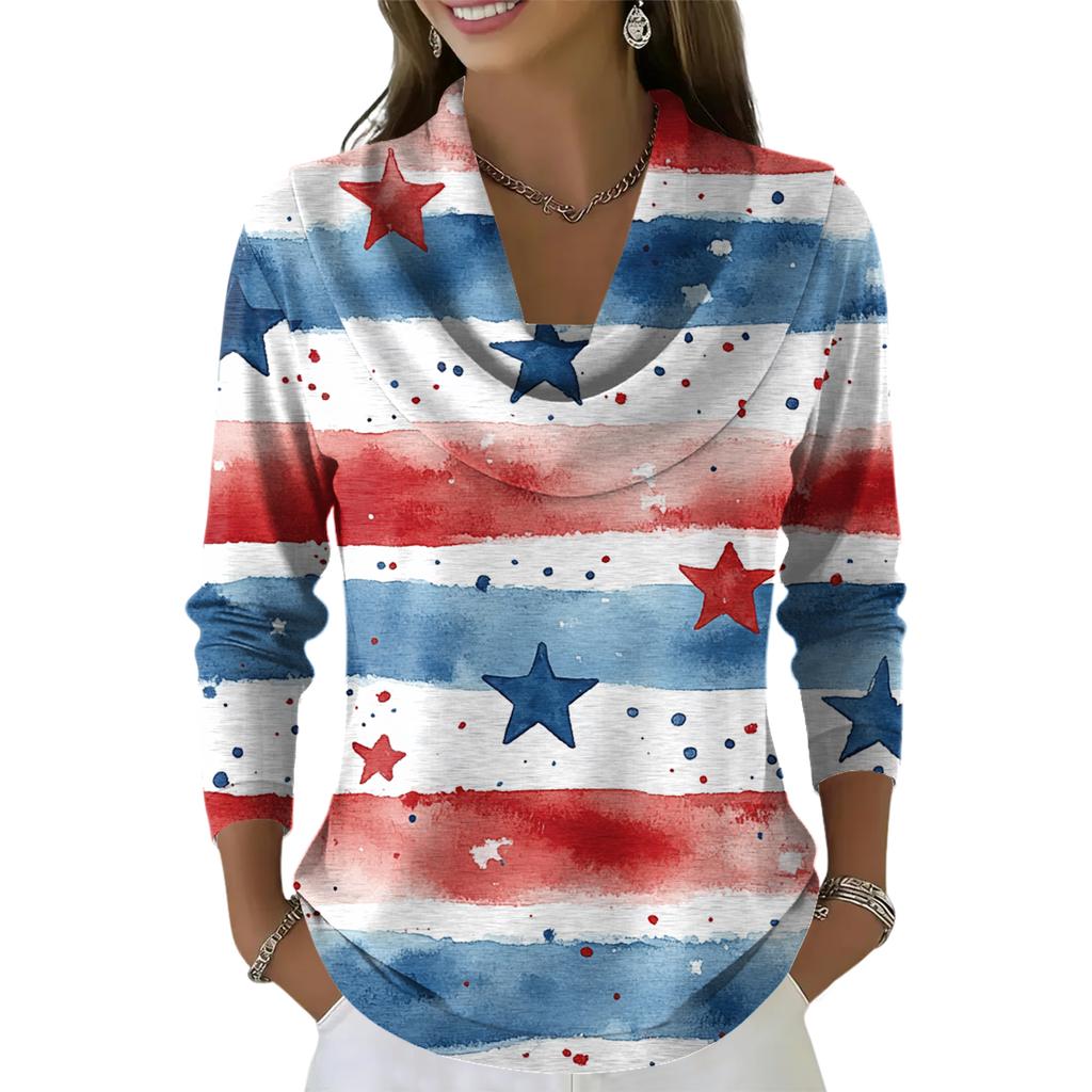 Women's Casual And Fashionable Round Neck Long Sleeved Printed Top Sweater