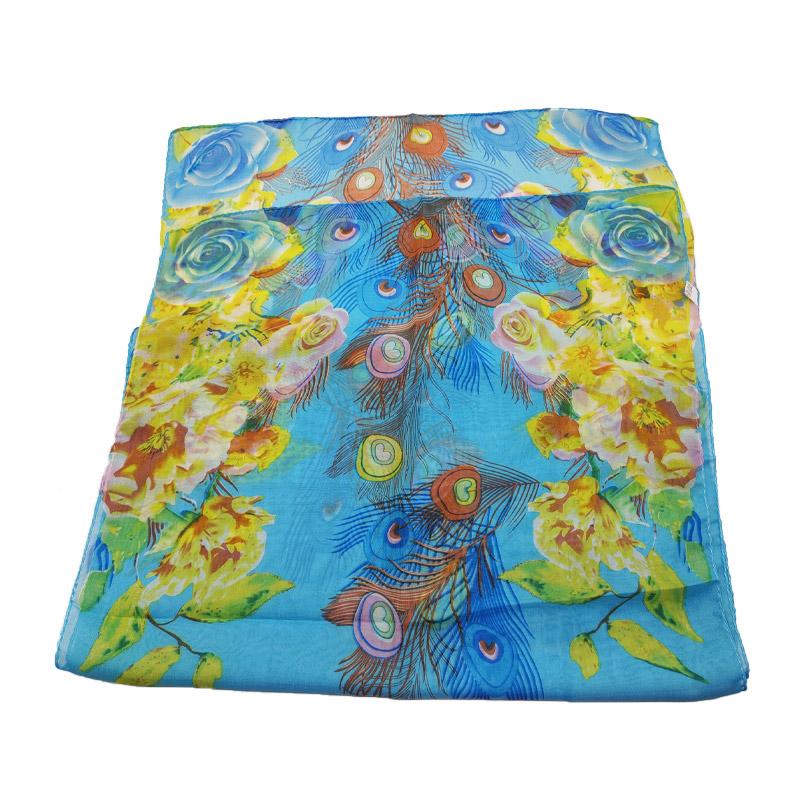 Châle en Mousseline de Soie Mode Femme Protection Solaire Écharpe en Soie Accessoires Longue Cape Été Serviette de Plage Imprimé Floral Enveloppement Sarong 160x50cm