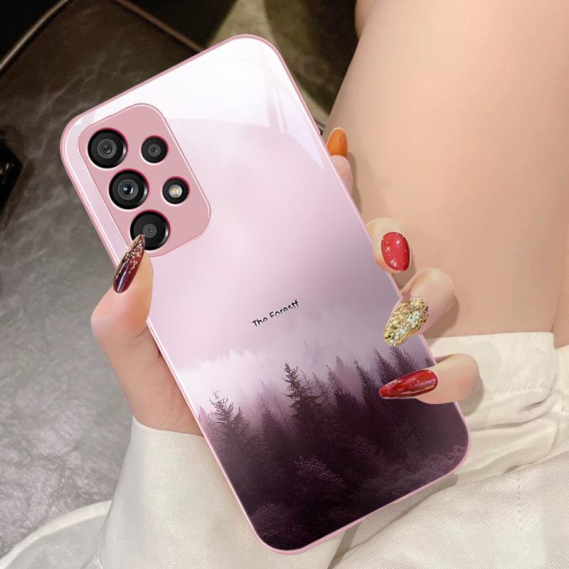 Misty Forest Black Für Samsung Galaxy S10 4G S20 11E 30 S21 21Fe 22 S24 Pro S23 Ultra 5G S8 S9 Gehärtetes Glas Handyhülle