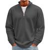 Men's Casual Knit Long Sleeve Pullover with Stand Collar and Ribbed Cuffs