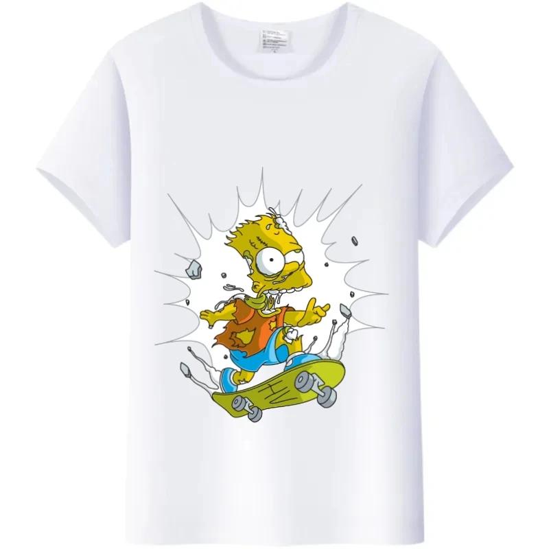 Casual Disney Cartoon Simpson Harajuku T-shirt Summer Blouses Ladies Men White Tees Tops Short Sleeve Blouses Women 90S Tshirt