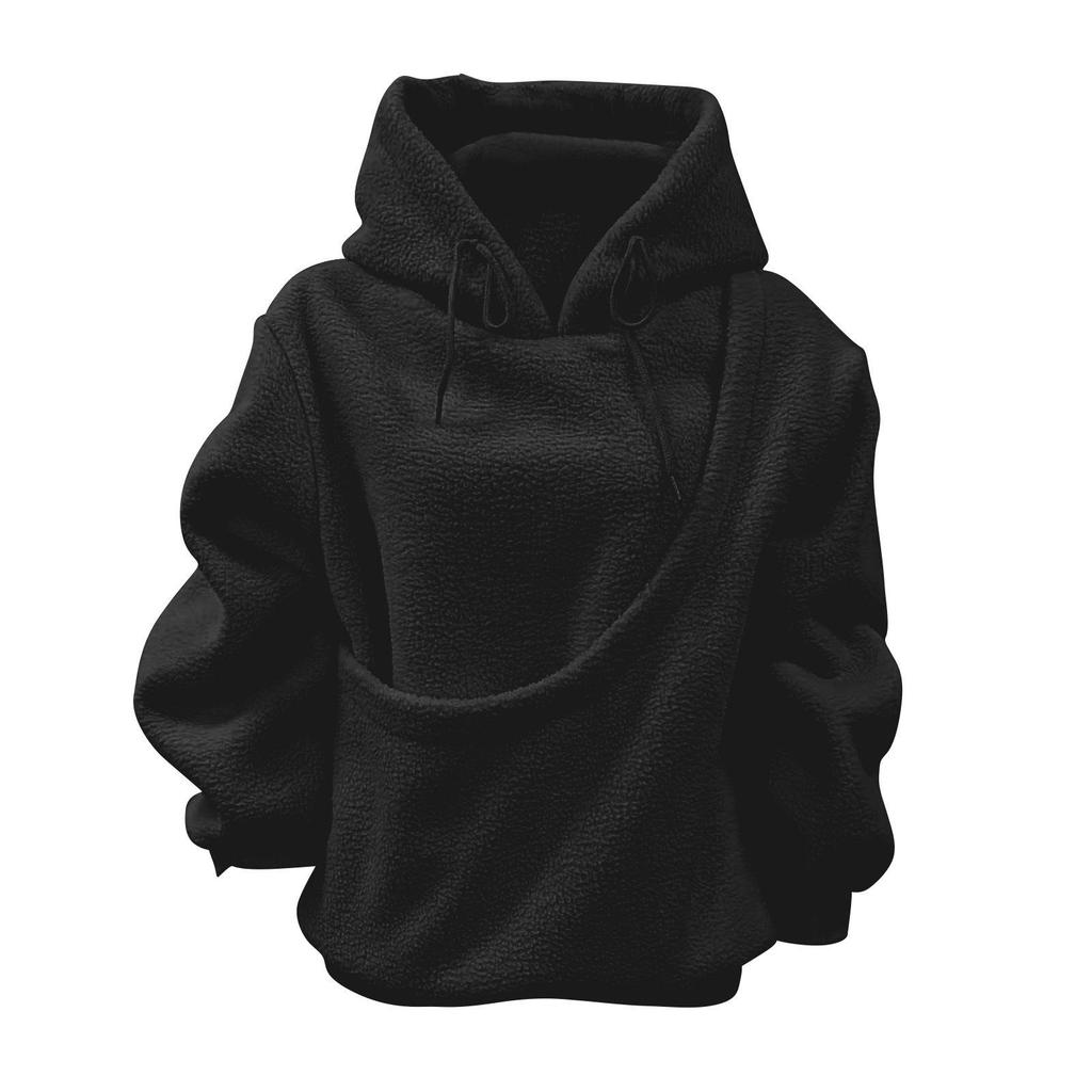 New European & American Autumn/Winter Hooded Plush Pet Bib Loose Pullover Sweatshirt for Women