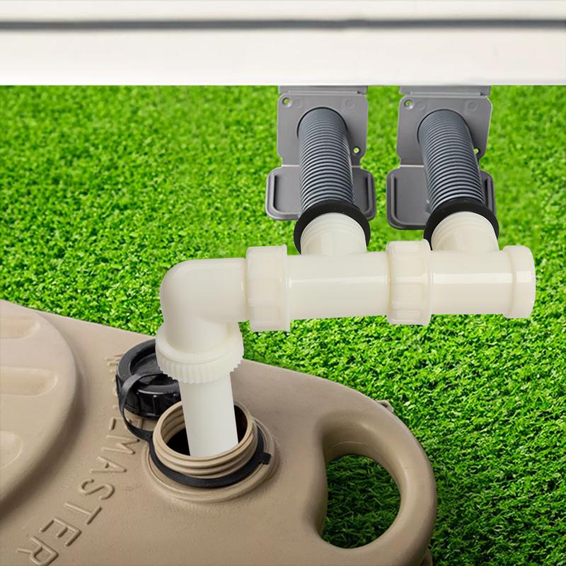 1 Set Double Waste Water Outlet Hose Pipe Adapter Use With Waste Hog Master For Caravan Motorhome RV Drainage Tee Accessories