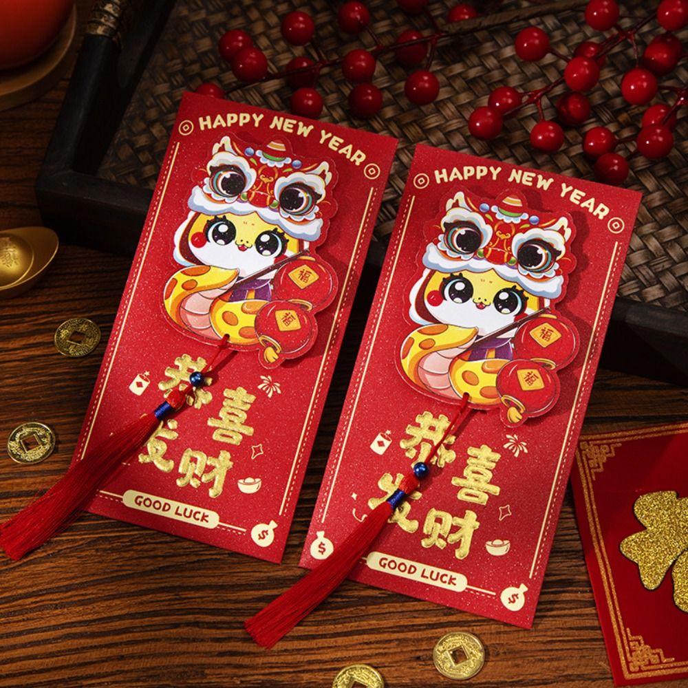 6pcs Chinese Style 3D New Year Money Pocket Blessing Good Luck Red Packet  Wedding Birthday