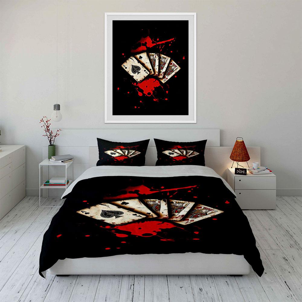 Playing cards with splashes. Bedding sets Duvet cover sets Duvet covers Pillowcases(1* Duvet Cover 2* Pillowcases without duvet insert)
