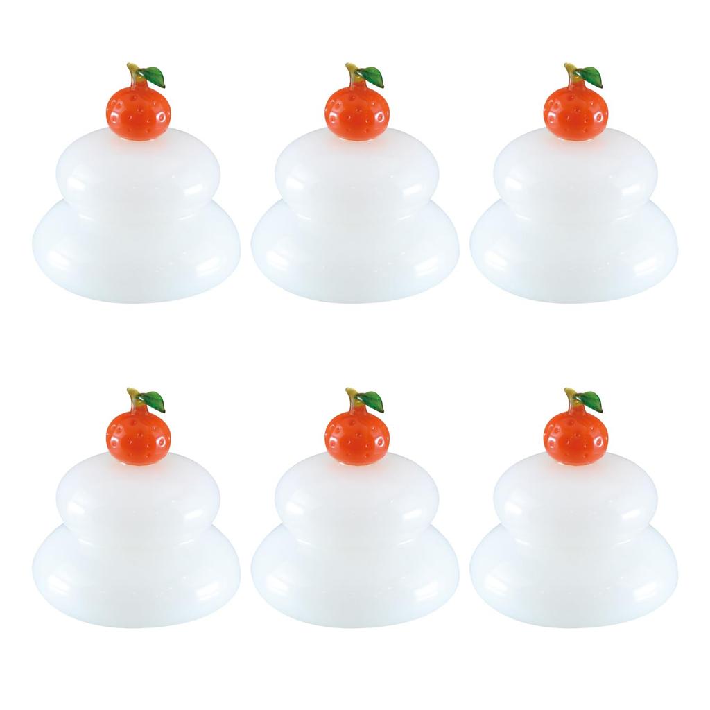Fourcart Handmade Glass New Year Glass Kagami Mochi (Mirror Mochi) X 3-Piece Set