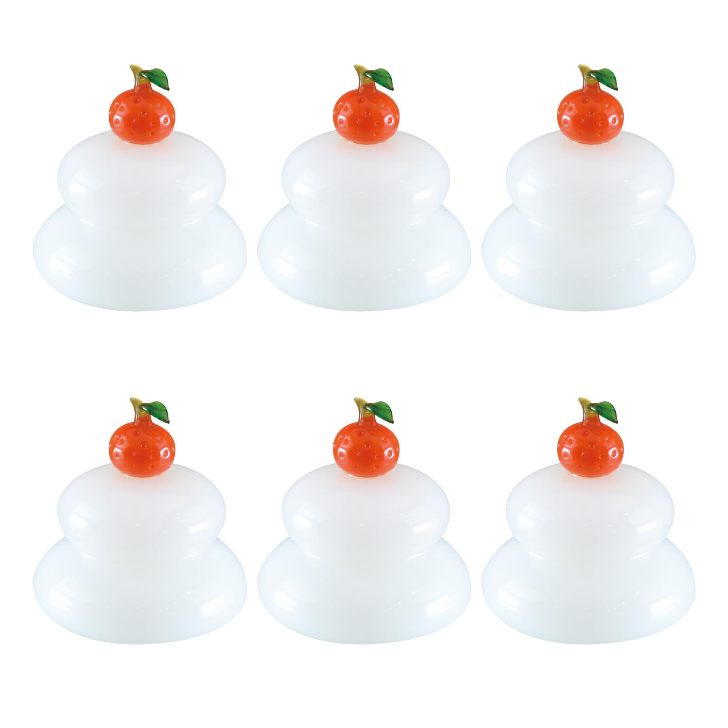 

Fourcart Handmade Glass New Year Glass Kagami Mochi (Mirror Mochi) x 3-Piece Set