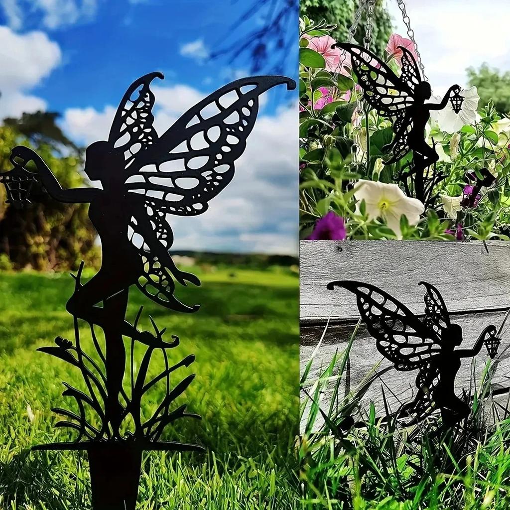 Enchanted Fairy Garden Decor Metal Floral Lawn Stake Outdoor Ornament for Yard Patio Decoration Whimsical Home Garden Art