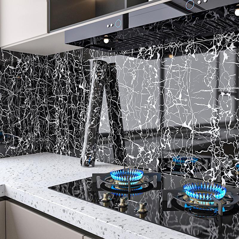 Marmor Selbstklebende Tapete Aluminiumfolie Wandaufkleber Wasserdichte Kontaktpapier Für Küche Dekorfolie Heimdeko