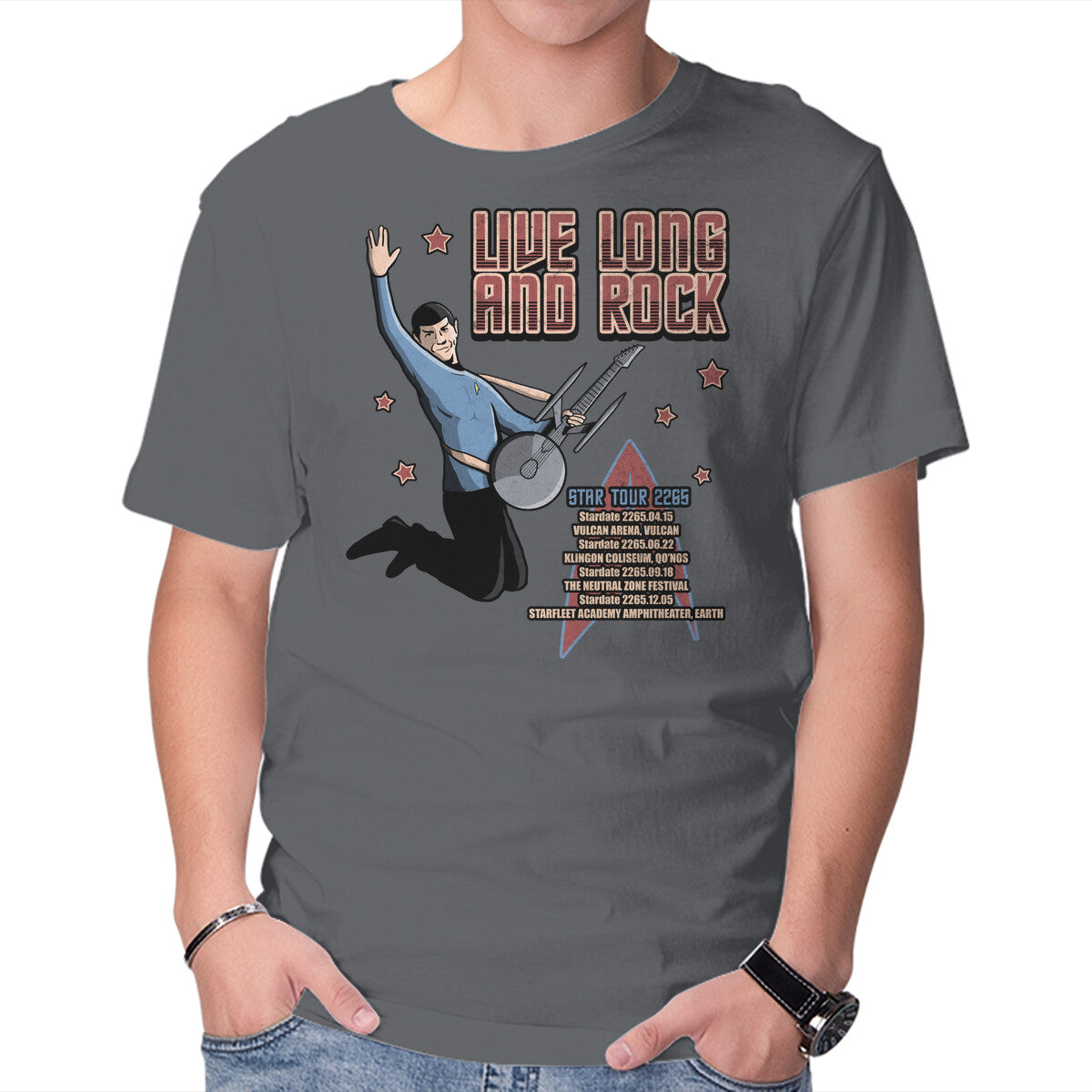 Unisex Crew Neck T-Shirt Live Long And Rock Graphic Short Sleeve Casual Tee XXXL