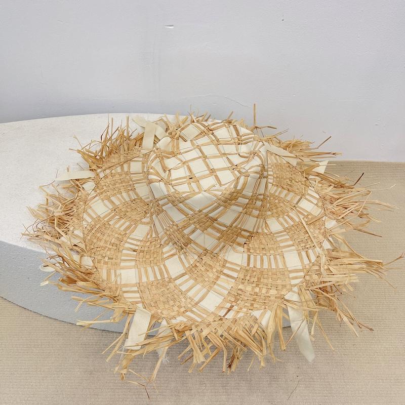 Niche Designer Raffia Big Eaves Rough Edge Sunscreen Hat Women's Summer Versatile Seaside Vacation Sunshade Straw Hat