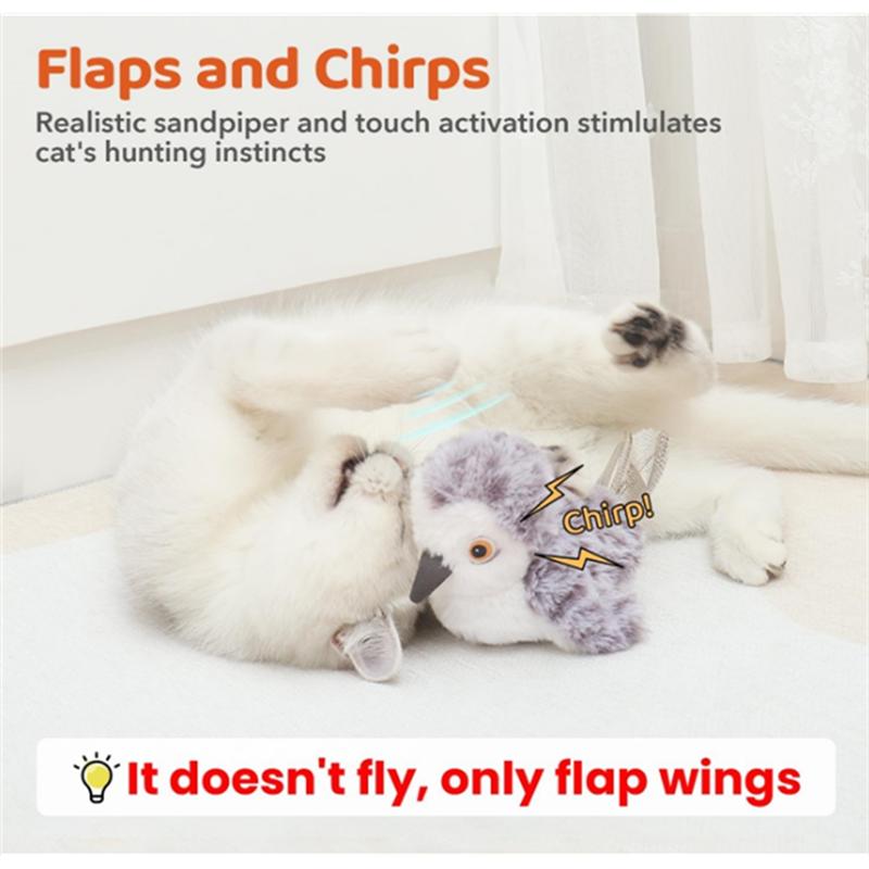 

SHGO-Rechargeable Touch Activated Kitten 4.0 Flapping Bird Cat , Lifelike Sandpiper Tweet