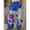 Women's Plus Size Sunflower and Frog Print Wide Leg Pants