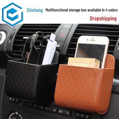 Sac de rangement pour téléphone et aération de voiture en peau d'agneau