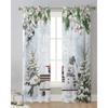 Weihnachts-Schneemann-Stechpalmenbeeren-Chiffon-Vorhänge für Wohnzimmer, Schlafzimmer, Küche, Dekoration, Fenster, Voiles, Tüllvorhang