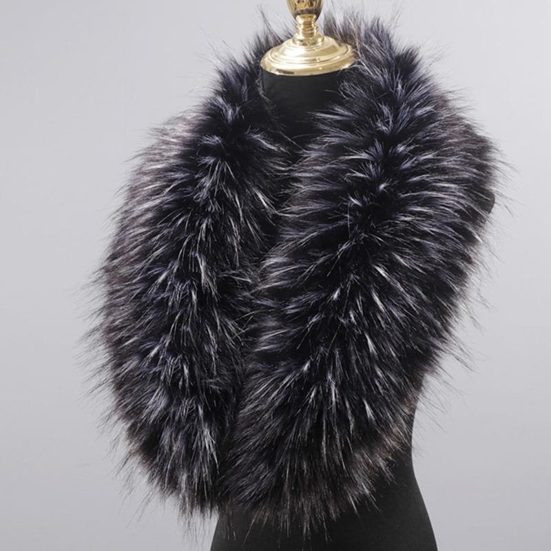 Damen Pelziger Plüschkragen Besatz für Kapuze Ersatz Schal Stola Winter Nackenwärmer Mantel Accessoire