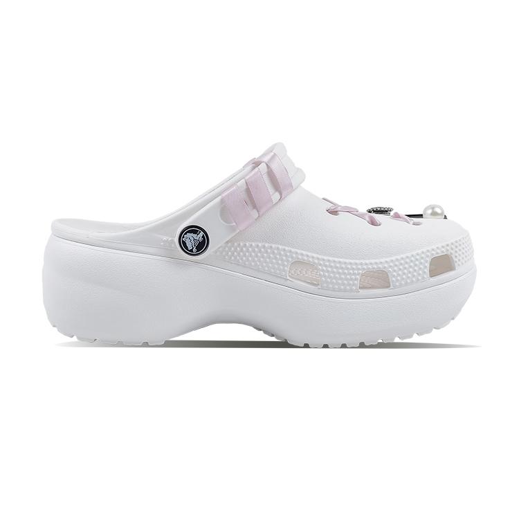 Crocs Classic Platform Clog EVA Meow Fun Shoes Hand-Painted Robot Cat Classic Cloud Dok Girly Cute Hole Shoes Women's White